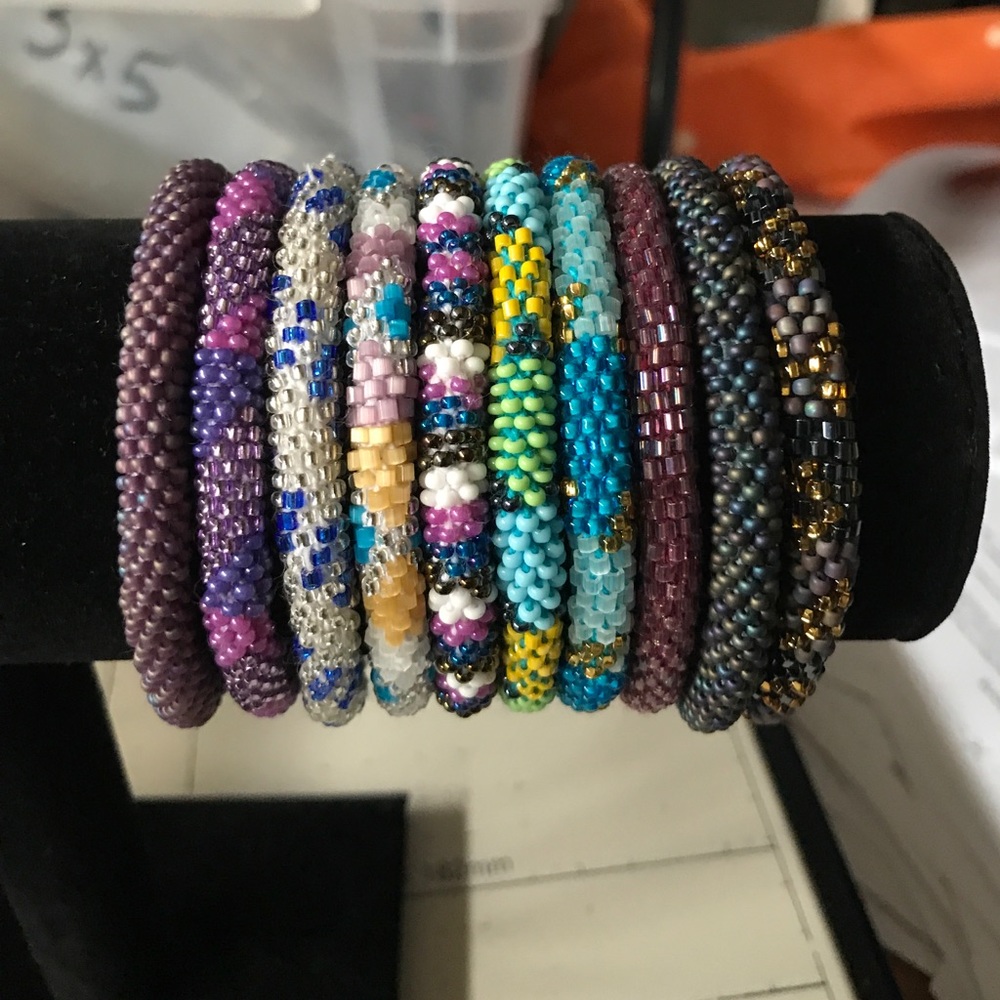 Rolls on beaded bracelet